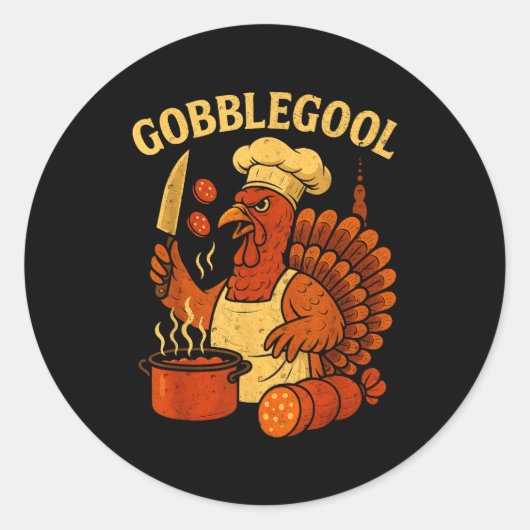 Funny Gobbol Italian Gobble Turkey Day Fall Thanks Ronde Sticker (Voorkant)