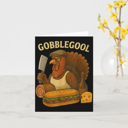 Funny Gobbol Turkey Baker Thanksgiving  Kaart (Gele Bloem)