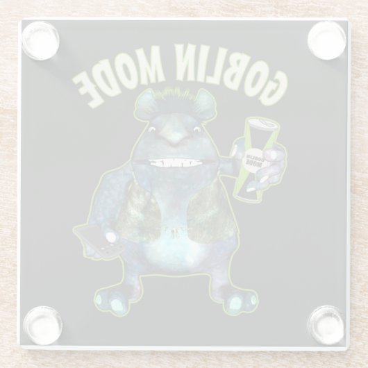 Funny Goblin Mode Lazy Troll Slobbin Antisocial T Glazen Onderzetter (Achterkant)