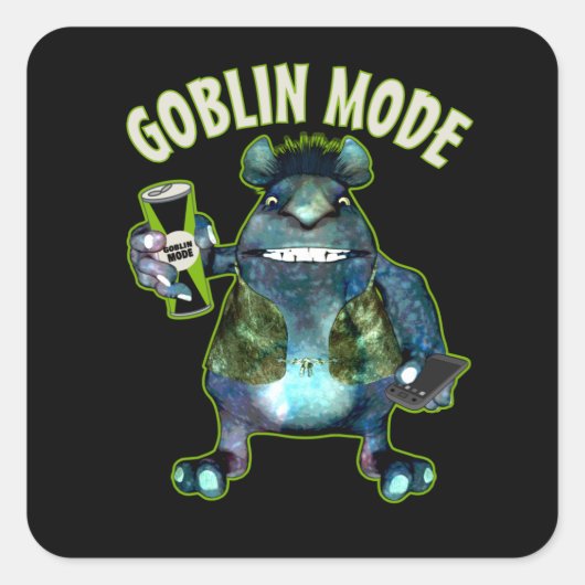 Funny Goblin Mode Lazy Troll Slobbin Antisocial T Vierkante Sticker (Voorkant)