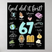 Funny God Did It First 67 Meme Jesus Christian Bib Poster (Voorkant)