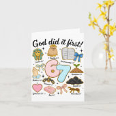 Funny God Did It First 67 Six Seven Christian Bibl Kaart (Gele Bloem)