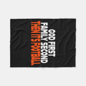 Funny God First Family Then It's Football Religiou Fleece Deken (Voorkant (Horizontaal))