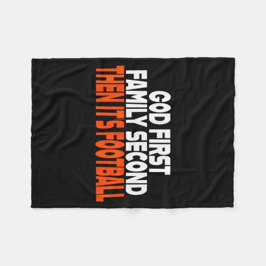 Funny God First Family Then It's Football Religiou Fleece Deken (Voorkant (Horizontaal))