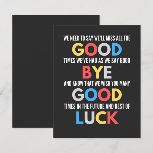 Funny Going Away Farewell Bedankkaart (Voorkant / Achterkant)