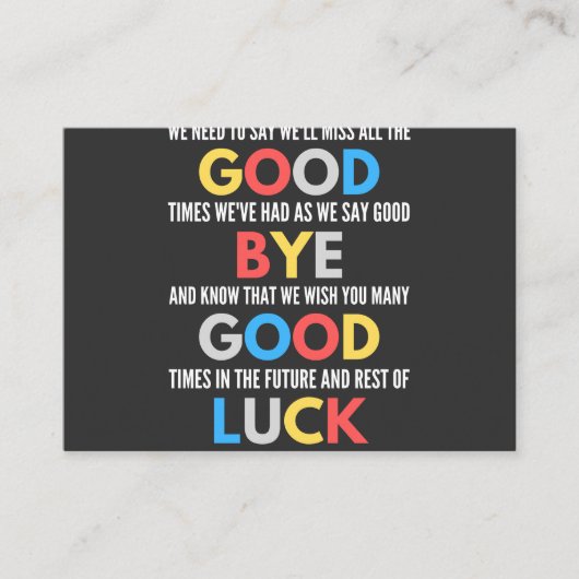 Funny Going Away Farewell Visitekaartje (Voorkant)