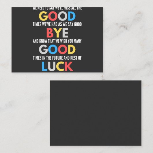 Funny Going Away Farewell Visitekaartje (Voorkant / Achterkant)