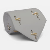 Funny Gold Flamingo Grey Holiday Season Stropdas (Opgerold)