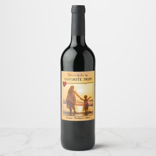 Funny Gold Photo Mother's Day Wine Label Wijn Etiket (Voorkant)