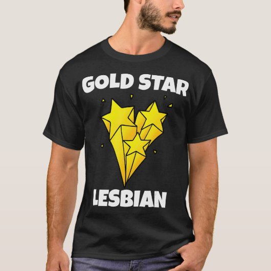 Funny Gold Star Lesbian T Novelty Gay Pride T T-shirt (Voorkant)