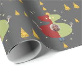 Funny Gold Tree Custom Photo Holiday Cadeaupapier (Rol Hoek)