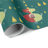 Funny Gold Tree Custom Photo Holiday Cadeaupapier (Rol Hoek)