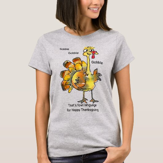 Funny Gold Turkey Gobble T Shirt (Voorkant)