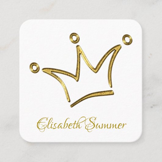 Funny Golden Crown - luxe royal 1 Vierkante Visitekaartje (Voorkant)