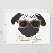 Funny Golden Glasses Pug Dog Illustration Bedankkaart (Voorkant)