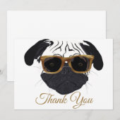 Funny Golden Glasses Pug Dog Illustration Bedankkaart (Voorkant / Achterkant)