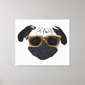 Funny Golden Glasses Pug Dog Illustration Canvas Afdruk (Voorkant)