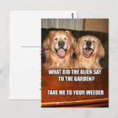 Funny Golden Retriever Alien Joke Meme Briefkaart (Voorkant / Achterkant)