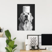 Funny Golden Retriever Bathroom Print, Toilet Poster (Thuiskantoor)