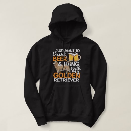 Funny Golden Retriever Beer Golden Retriever Eigen Hoodie (Design voorkant)