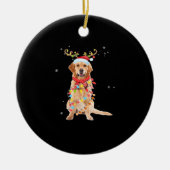 Funny Golden Retriever Christmas Tree Santa Reinde Keramisch Ornament (Voorkant)