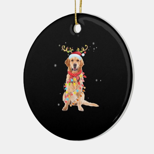 Funny Golden Retriever Christmas Tree Santa Reinde Keramisch Ornament (Links)