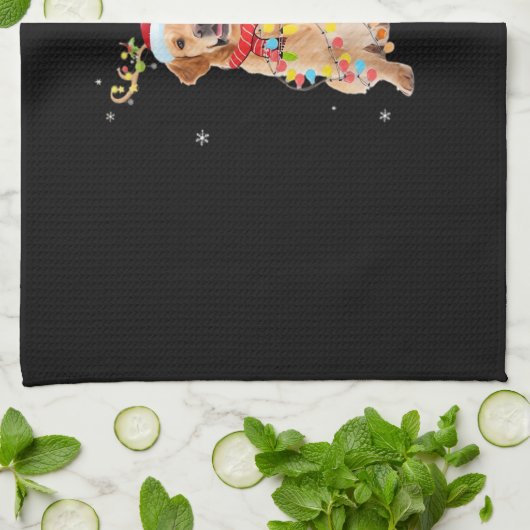 Funny Golden Retriever Christmas Tree Santa Reinde Theedoek (Gevouwen)