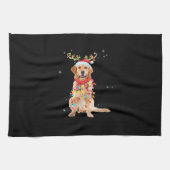 Funny Golden Retriever Christmas Tree Santa Reinde Theedoek (Horizontaal)