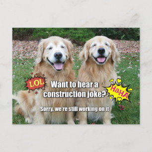Funny Golden Retriever Construction Joke Meme Briefkaart