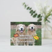 Funny Golden Retriever Construction Joke Meme Briefkaart (Staand voorkant)