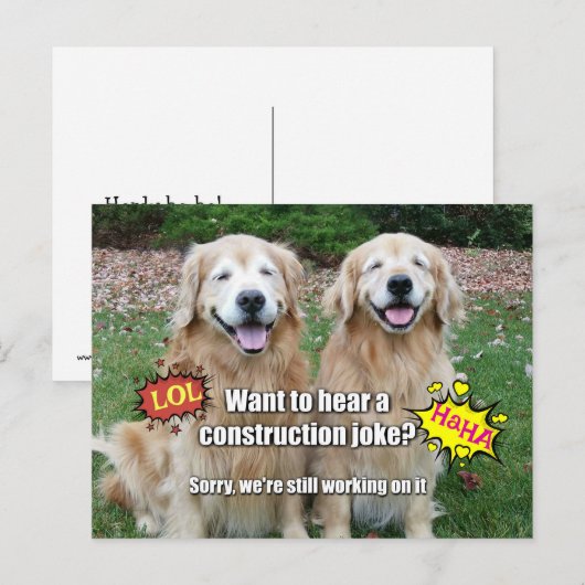 Funny Golden Retriever Construction Joke Meme Briefkaart (Voorkant / Achterkant)