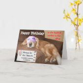 Funny Golden Retriever CoWorker Kantoor Birthday Kaart (Gele Bloem)