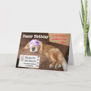 Funny Golden Retriever CoWorker Kantoor Birthday Kaart