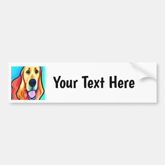 Funny Golden Retriever Dog Abstracte kunst Bumpersticker (Voorkant)