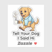 Funny Golden Retriever dog Business Suit Coffee  Sticker (Vel)