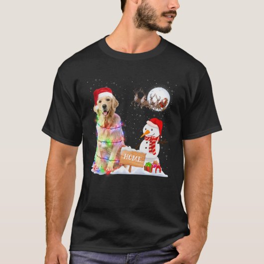 Funny Golden Retriever Dog Kerstmis Snowman Xmas T-shirt (Voorkant)