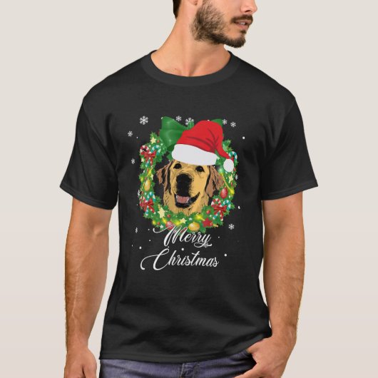 Funny Golden Retriever Dog Snow Pet Tree T-shirt (Voorkant)
