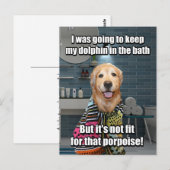 Funny Golden Retriever Dolphin Porpoise Bath Joke Briefkaart (Voorkant / Achterkant)