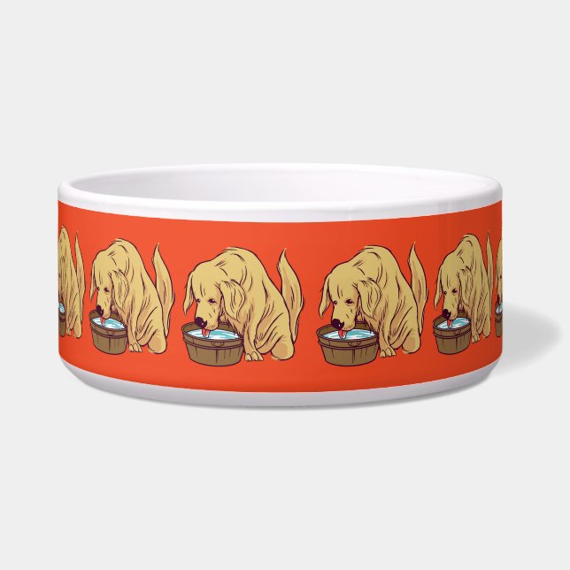 Funny Golden Retriever Drink water Voerbakje (Voorkant)