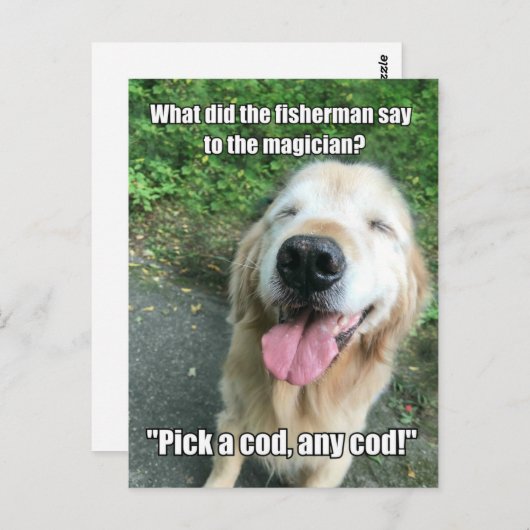 Funny Golden Retriever Fisherman Joke Meme Briefkaart (Voorkant / Achterkant)