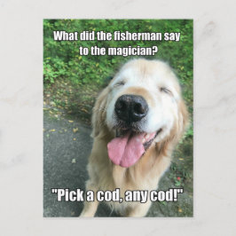 Funny Golden Retriever Fisherman Joke Meme Briefkaart