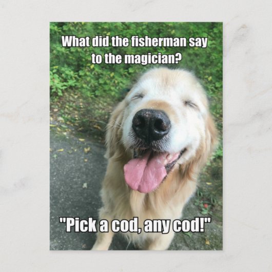 Funny Golden Retriever Fisherman Joke Meme Briefkaart (Voorkant)