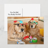 Funny Golden Retriever Friendship Card Briefkaart (Voorkant / Achterkant)