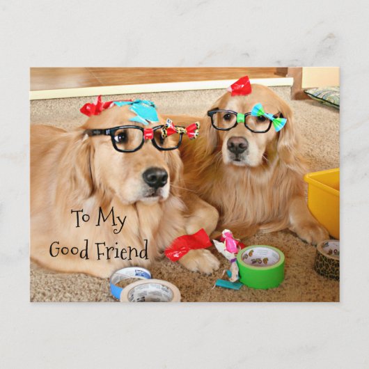Funny Golden Retriever Friendship Card Briefkaart (Voorkant)
