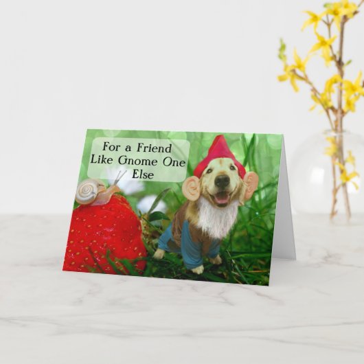 Funny Golden Retriever Friendship Garden Gnome Kaart (Gele Bloem)
