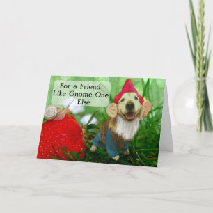 Funny Golden Retriever Friendship Garden Gnome Kaart