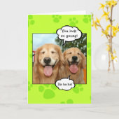Funny Golden Retriever Golden Oldie Birthday Kaart (Gele Bloem)