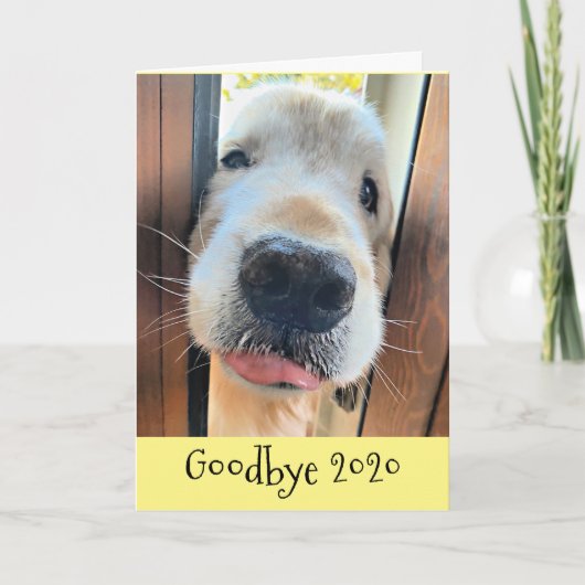 Funny Golden Retriever Goodbye 2020 Nieuwjaar Feestdagen Kaart (Voorkant)