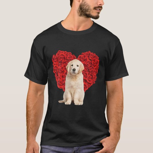 Funny Golden Retriever Heart Valentines Day Dog Da T-shirt (Voorkant)