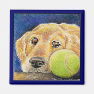 Funny Golden Retriever hond met tennisbal Magneet